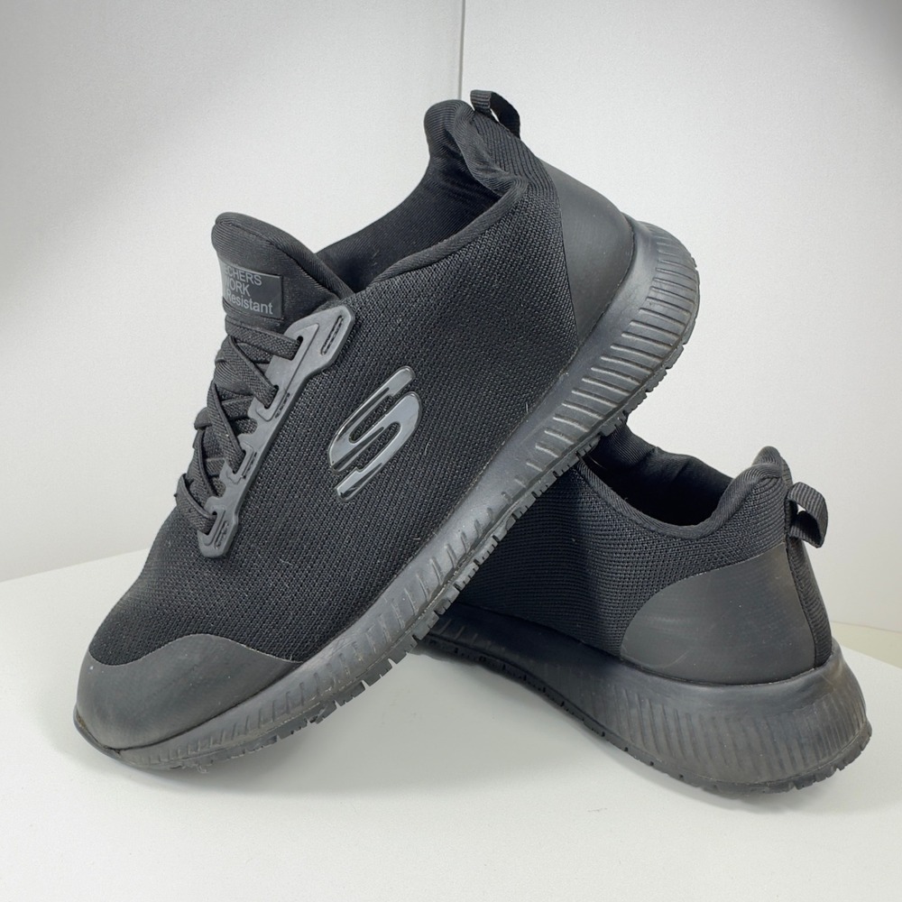 Skechers Work Squad Women Size 8 Black Slip Resistant Wide Fit Shoes 77222W
